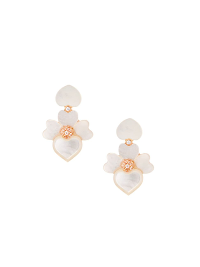 Kate Spade Precious Pansy Clip-on Drop Earrings In Cream Multi/gold