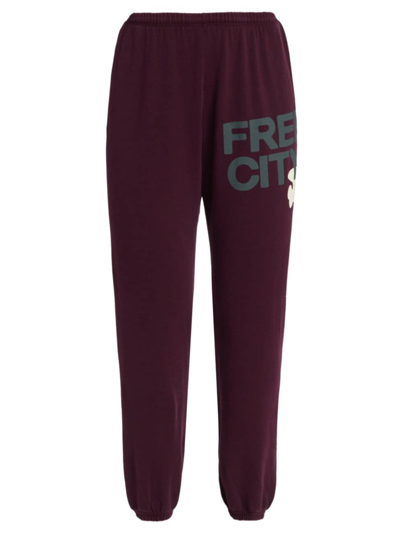 Freecity Women's Logo Cotton Sweatpants In Eggplant