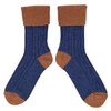 CATHERINE TOUGH CASHMERE BLEND SOCKS IN NAVY AND SAFFRON