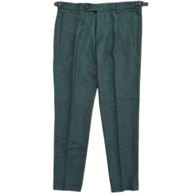 Fresh Wool Pleated Chino Trousers In Gem Green