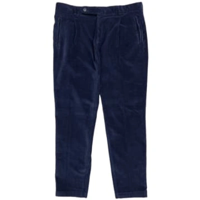 Fresh Corduroy Pleated Chino Pants In Navy In Blue