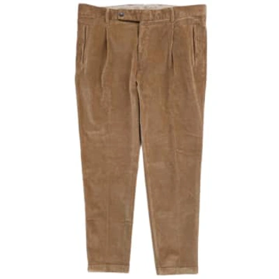 Fresh Corduroy Pleated Chino Trousers In Khaki In Neutrals