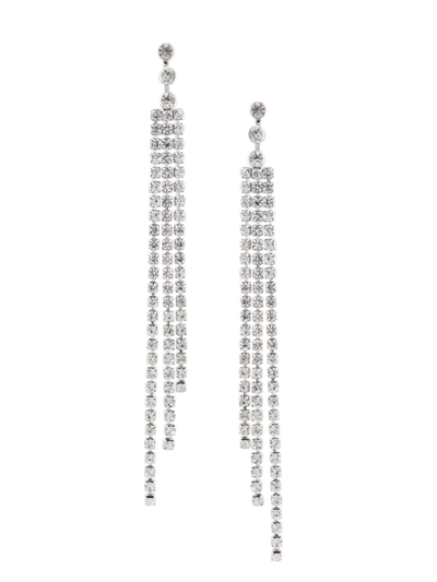 Kenneth Jay Lane Women's Silvertone & Crystal Three-row Drop Earrings