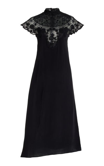 Sea Serita Lace-detailed Midi Dress In Black