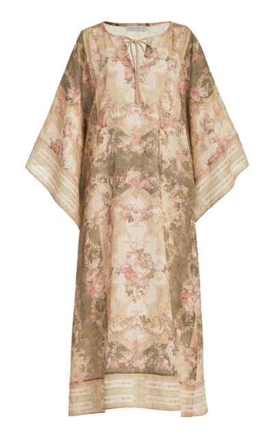 Zimmermann August Linen Midi Caftan Dress In Multicolor