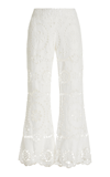 Zimmermann Carnaby Scallop Broderie Anglaise Linen Flared Pants In Ivory