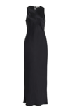 Asceno Valencia High-neck Silk-satin Maxi Dress In Black