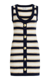 CARA CARA NICOLE STRIPED METALLIC-COTTON KNIT MINI DRESS