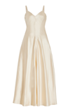 Marina Moscone Satin Midi Swing Dress In Ivory