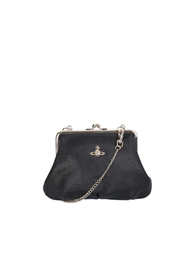 Vivienne Westwood Saffiano Leather Granny Bag With Purse Silhouette In Black