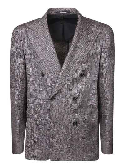 Tagliatore Herringbone Pattern Jacket In Grey