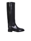 Santoni Knee-length Leather Boots In Black