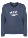 Apc Round Neck Sweatshirt With Printed Logo Blue In Blue
