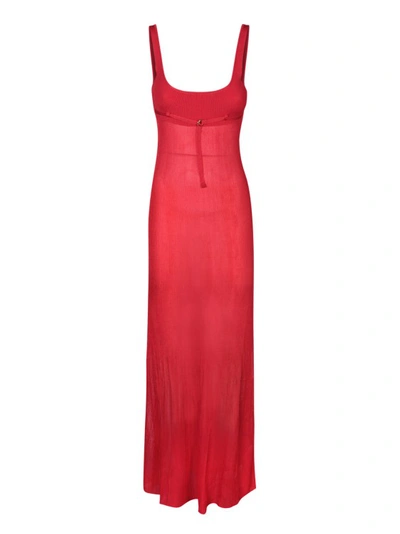 Jacquemus La Robe Maille Oranger Ribbed Recycled-jersey Maxi Dress In Red