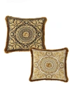 VERSACE GOLD, BLACK AND WHITE PILLOW IN SILK AND SYNTHETIC FIBERS WITH BAROQUE PRINT