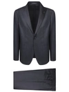 Tagliatore Single-breasted Jacket Black Suit In Blue