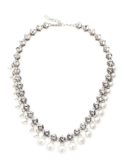 Kenneth Jay Lane Women's Silvertone, Imitation Pearl & Crystal Statement Necklace