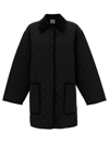 TOTÊME BLACK JACKET WITH COLLAR AND OVERSIZED POCKETS IN QUILTED FABRIC WOMAN
