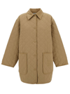 TOTÊME BEIGE JACKET WITH COLLAR AND OVERSIZED POCKETS IN QUILTED FABRIC WOMAN