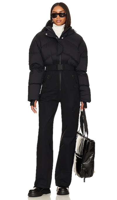 Cordova Sommet Hooded Belted Padded Ski Suit In Onyx