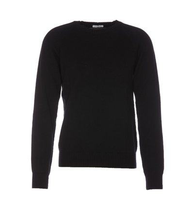 Paolo Pecora Long Sleeved Crewneck Jumper In Black
