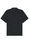Thrills Hemp Minimal  Bowling Shirt In Black