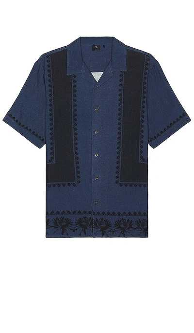 Thrills Evolve Bowling Shirt In Blue Indigo