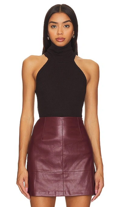 Michael Lauren Romulus Mock Neck Top In Espresso