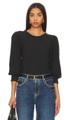 Nation Ltd Loren Peasant-sleeve Tee In Jet Black