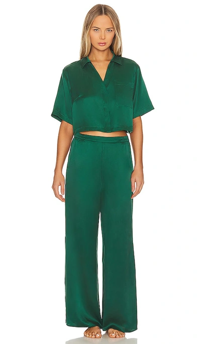 Lunya Washable Silk High Rise Pant Set In Hum Forest