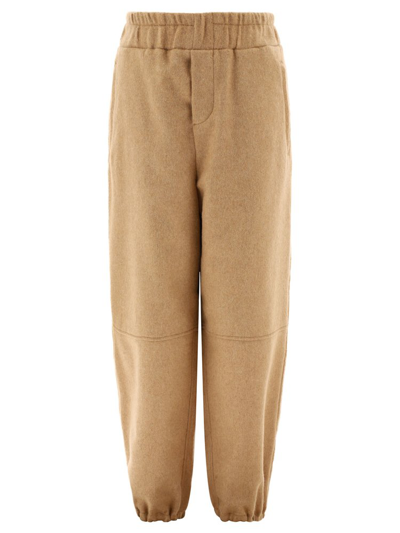 Fendi Kids Flannel Trousers In Beige