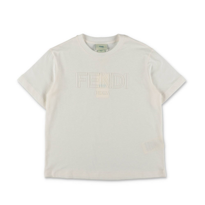 Fendi Kids Jersey Tulle T In Bianco