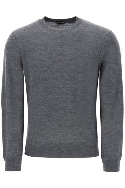 Tom Ford Crewneck Knitted Jumper In Grey