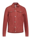 Eleventy Man Jacket Rust Size Xl Cotton, Linen In Red