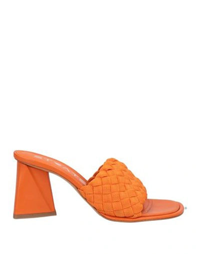 Strategia Woman Sandals Orange Size 9 Textile Fibers