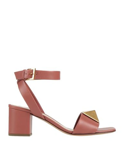 Valentino Garavani Woman Sandals Antique Rose Size 7.5 Soft Leather In Multi