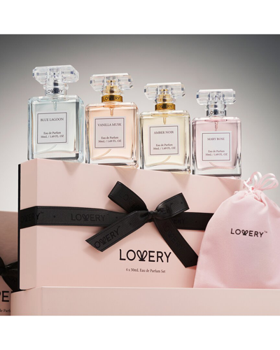 Lovery 4pc Floral Eau De Parfum Lagoon, Rose, Amber & Vanilla Scent Gift Set In Pink
