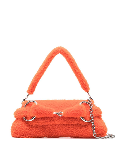 Gucci Orange New Horsebit Shearling Shoulder Bag
