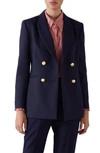 Lk Bennett Womens Blu-navy Mariner Double-breasted Fitted Woven Blazer In Blue