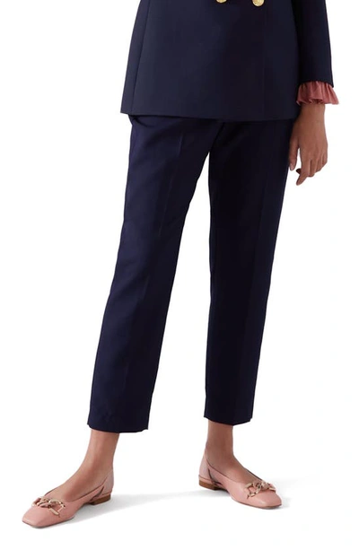 Lk Bennett Mariner Slim Fit Ankle Trousers In Navy