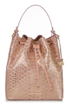Brahmin Marlowe Croc Embossed Leather Bucket Bag In Cashmere Pink