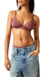 Free People Intimately Fp Happier Than Ever Lace Trim Wireless Bra In Red Beans