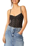 Free People Intimately Fp Floral Mesh Bodysuit In Black Dot Combo