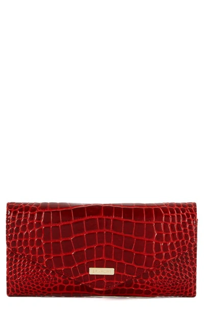 Brahmin Veronica Melbourne Croc Embossed Leather Envelope Wallet In Red