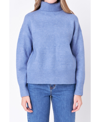 English Factory Women's Turtleneck Long Sleeve Sweater In Blue