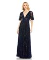 Mac Duggal Embellished V-neck Column Gown In Orchid Pink
