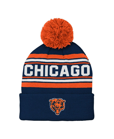Outerstuff Babies' Preschool Boys And Girls Navy Chicago Bears Jacquard Cuffed Knit Hat With Pom