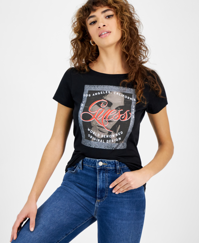 Guess Women's Cotton Logo-graphic Short-sleeve T-shirt In Black  Face Combo