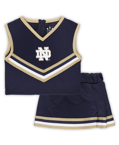Little King Apparel Babies' Girls Toddler Navy Notre Dame Fighting Irish Two-piece Cheer Top And Skirt Set