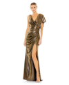 Mac Duggal Women's Ienna Asymmetrical Draped Trumpet Gown In Antique Gold